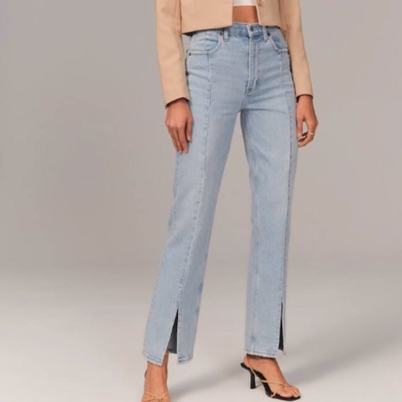 Abercrombie & Fitch Denim - NWT Abercrombie 90s Straight Ultra High Rise Split Hem 2L